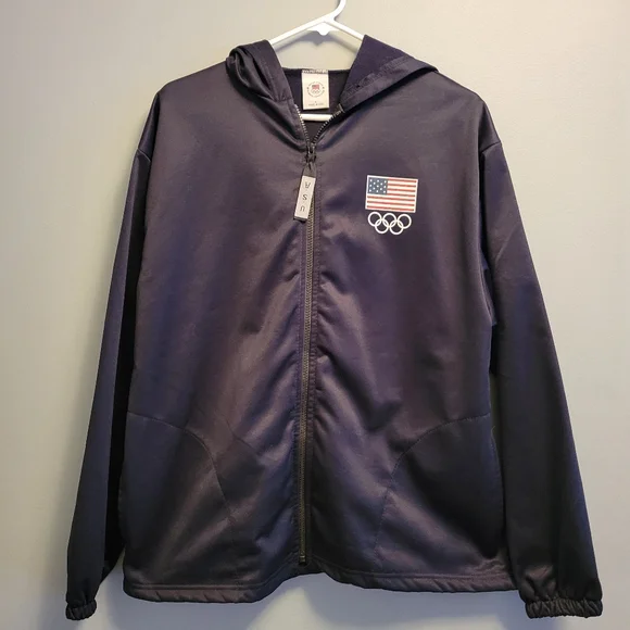 Team USA Olympic Jacket Men’s Large Navy Full Zip Hoodie Great Condition - Picture 1 of 5